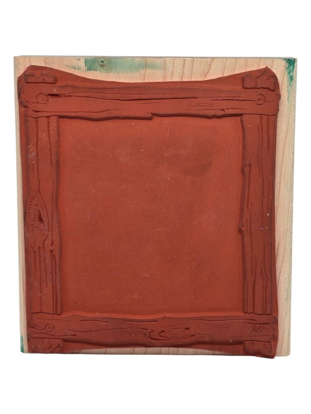 Wooden Block Rubber Stamp Cabin Rustic Frame Design